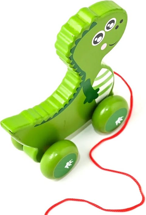 The Dinosaur Pull Along Toy (1 Year+) | Wooden Dino with Attached String | 