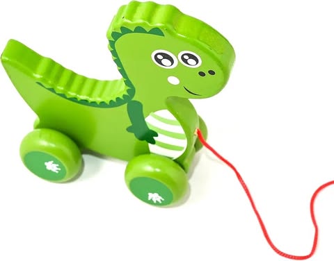 The Dinosaur Pull Along Toy (1 Year+) | Wooden Dino with Attached String | 