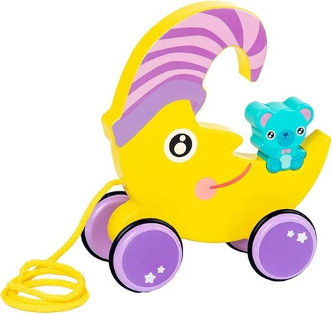 Pull Along Walking Toys Birthday Gift Push and Pull Toy for 1 2 3 4 Years Old Moon