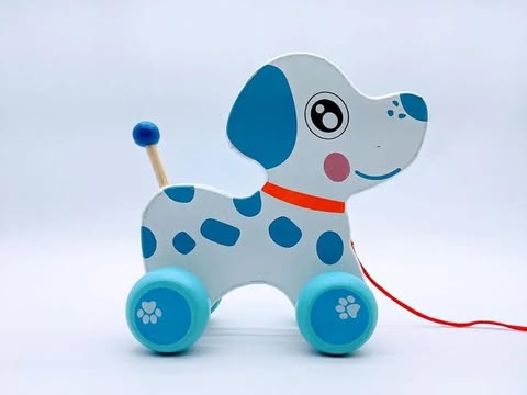 Wooden Dog Pull Along Toy for Kids with String Attached - Encourage Walking