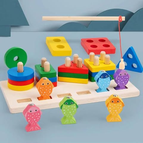 Wooden Fishing Column & Shapes sorting