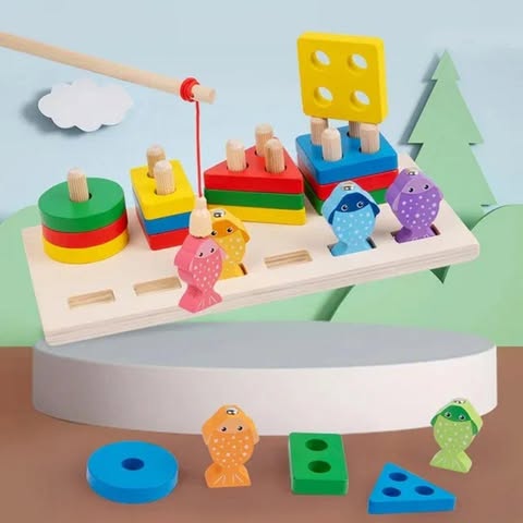 Wooden Fishing Column & Shapes sorting