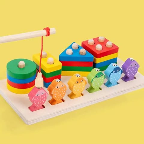 Wooden Fishing Column & Shapes sorting