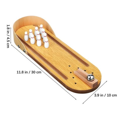 Wooden Mini Bowling Game Set for Kids Assorted Color Compact Portable Tabletop Toy 1 Set