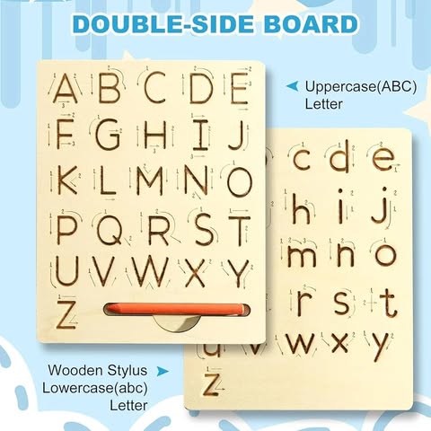 Wooden Letters Practicing Board,Reusable Handwriting Alphabet