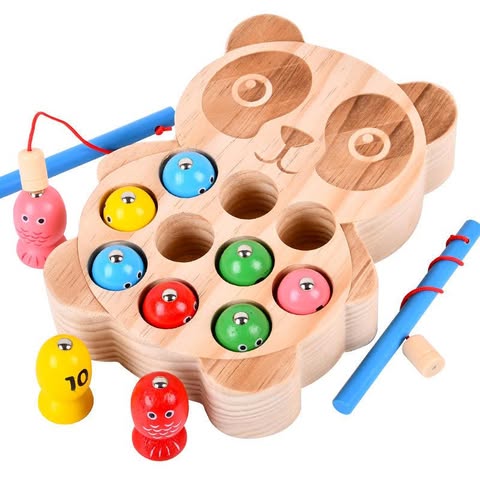 Wooden Panda Fishing Toy – Magnetic Fishing Game Set 