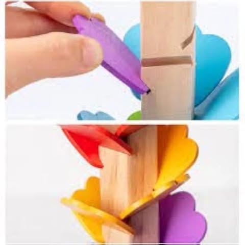 Wooden Tree Ball Run Track Marble Slider Puzzle Toys