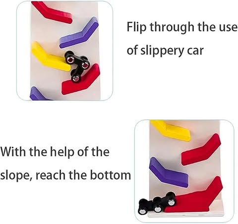 Wooden Slippery Car Toys - Gravity Race Track Set - 3 Cars - Birthday Gifts for Toddlers -Zig Zag Game