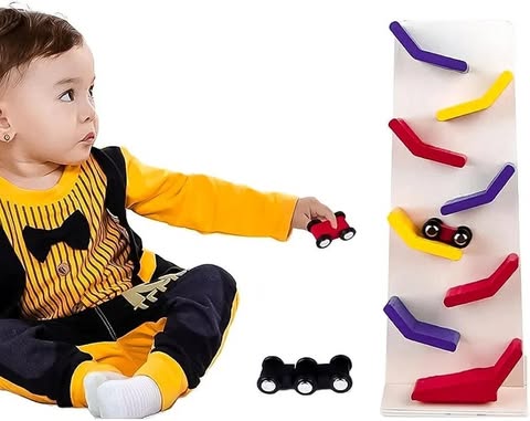 Wooden Slippery Car Toys - Gravity Race Track Set - 3 Cars - Birthday Gifts for Toddlers -Zig Zag Game