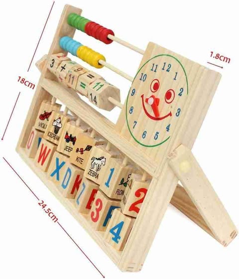 Multifunctional Smiley Clock Computing Rack Early Childhood Education Learning Wooden Toy Alphanumeric Cognitive Toys For Children
