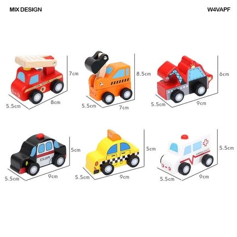 6 Cute Medium Wooden Cars for Kids Age 3+(Random design will be send)