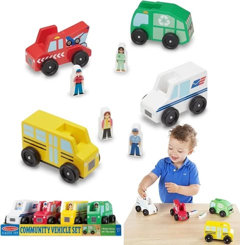 6 Cute Medium Wooden Cars for Kids Age 3+(Random design will be send)