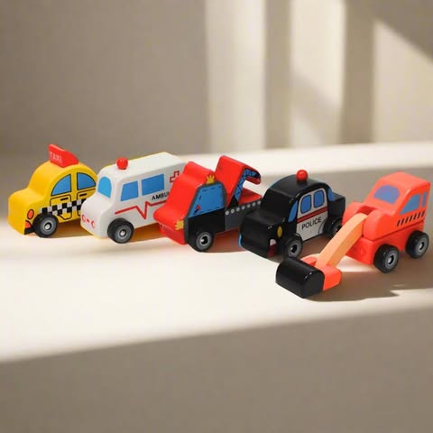 6 Cute Medium Wooden Cars for Kids Age 3+(Random design will be send)
