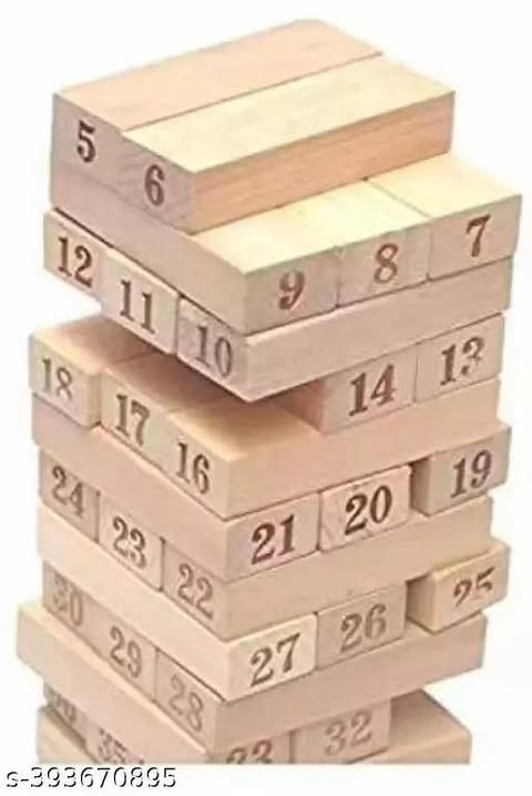 Wood Block Stacking Game Perfect for Any Party or Social Event Challenging 54Block_Brown
