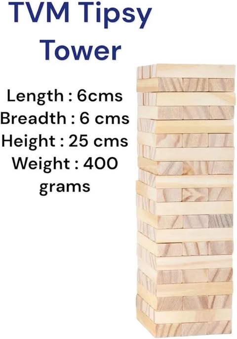 Wood Block Stacking Game Perfect for Any Party or Social Event Challenging 54Block_Brown