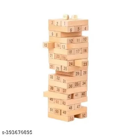 Wood Block Stacking Game Perfect for Any Party or Social Event Challenging 54Block_Brown