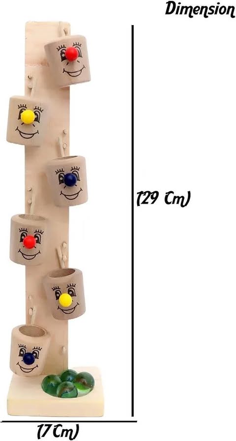 Delivering Joys of Life|| Wooden Slider Marble Tree with 6 Tilting Buckets, Funny Track Game Playset for Kids, Children's Educational Toys- Multicolour