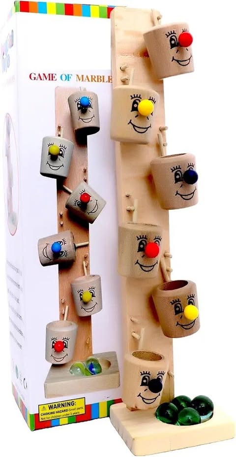 Delivering Joys of Life|| Wooden Slider Marble Tree with 6 Tilting Buckets, Funny Track Game Playset for Kids, Children's Educational Toys- Multicolour