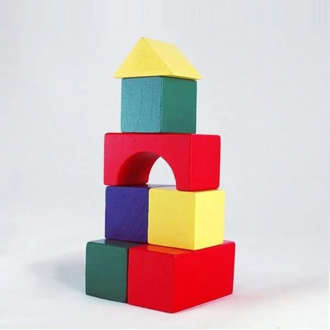 Wooden Multicolor Building Blocks with Bag - 47 Wooden Blocks