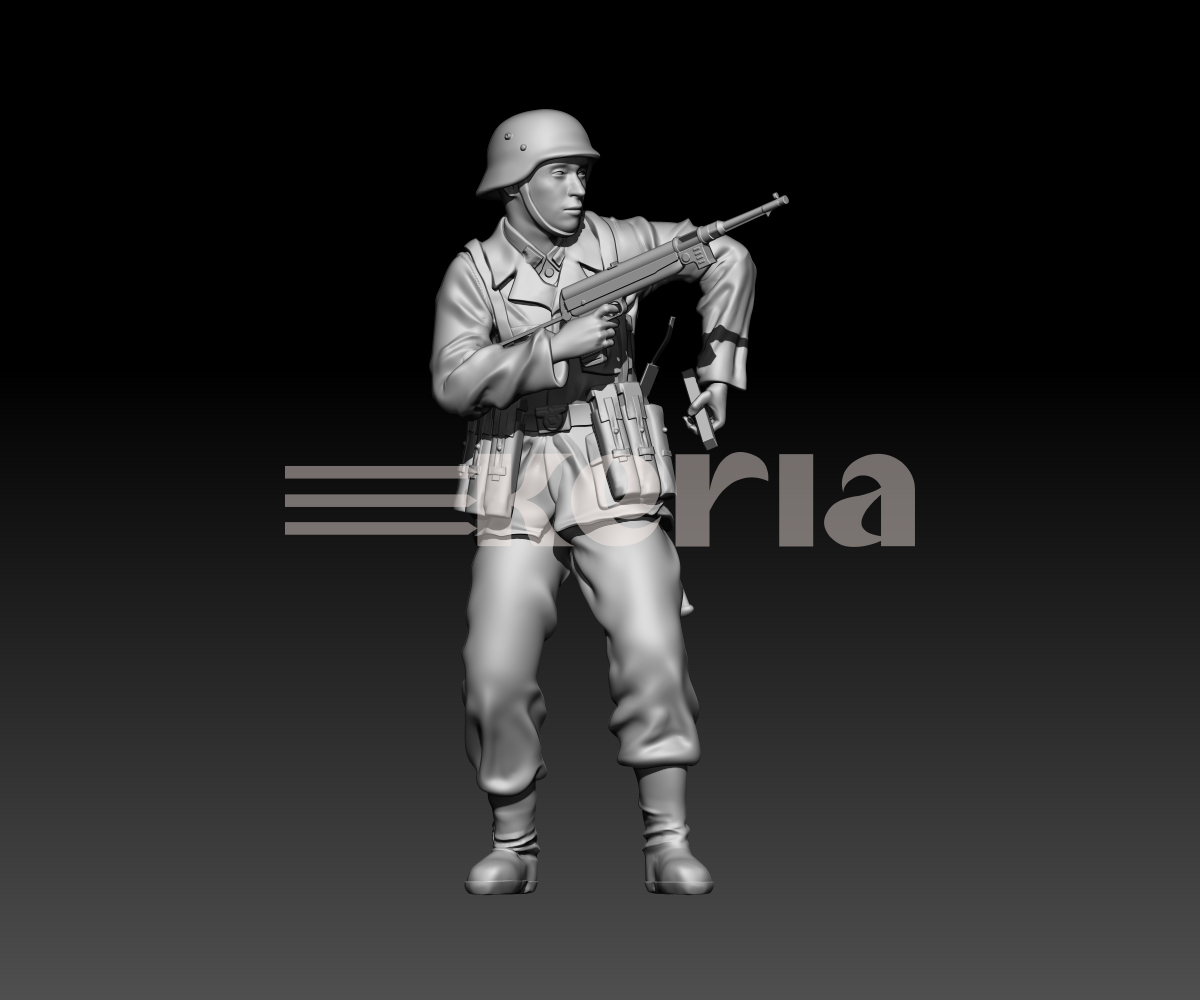 Soldat allemand WW2 rechargeant son mp-40