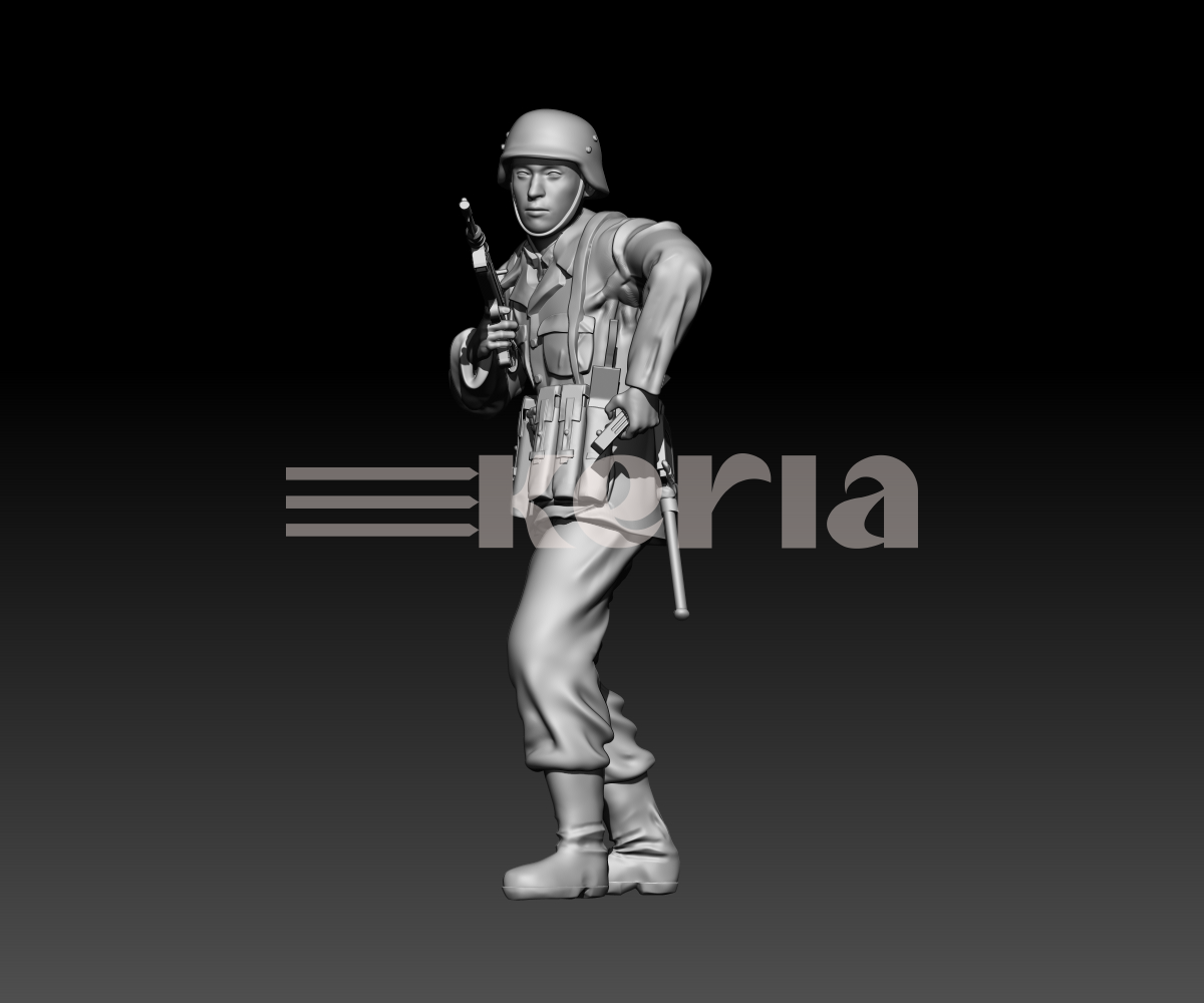Soldat allemand WW2 rechargeant son mp-40