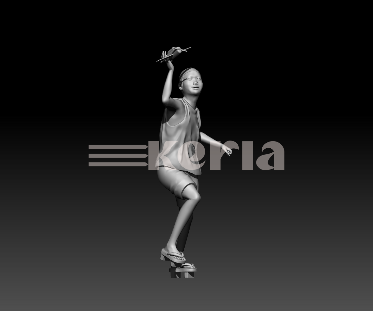 Enfant asiatique jouant avec un avion - Shinji