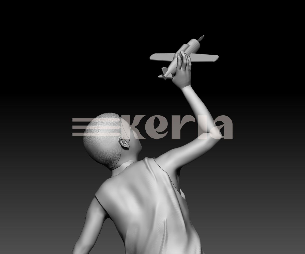 Enfant asiatique jouant avec un avion - Shinji