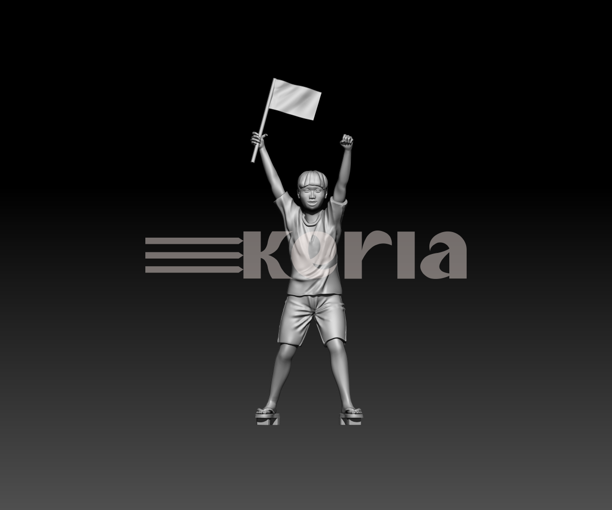 Enfant asiatique avec son drapeau - Koichi