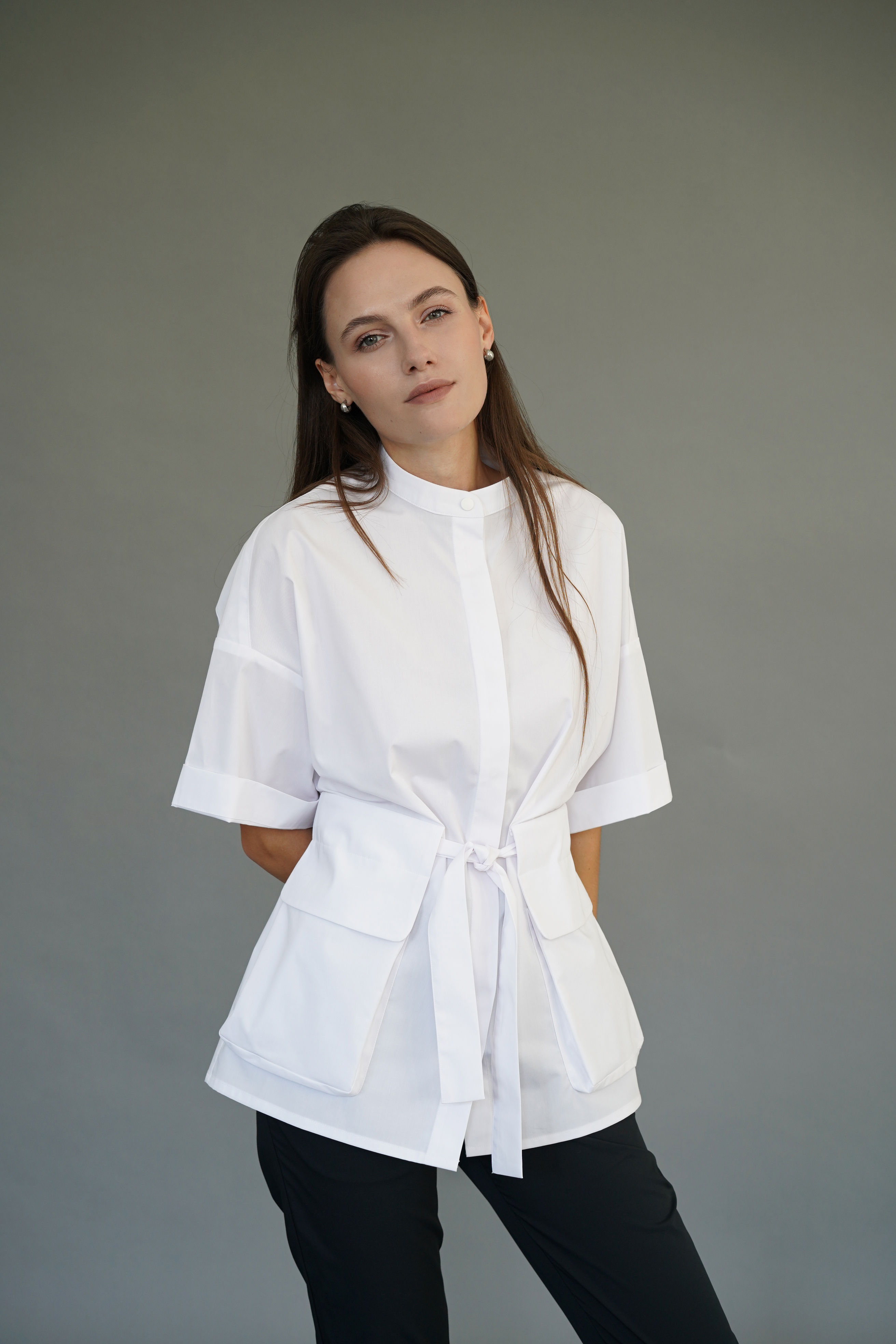 hellomyuniform woman's white MEDICAL SHIRT 002