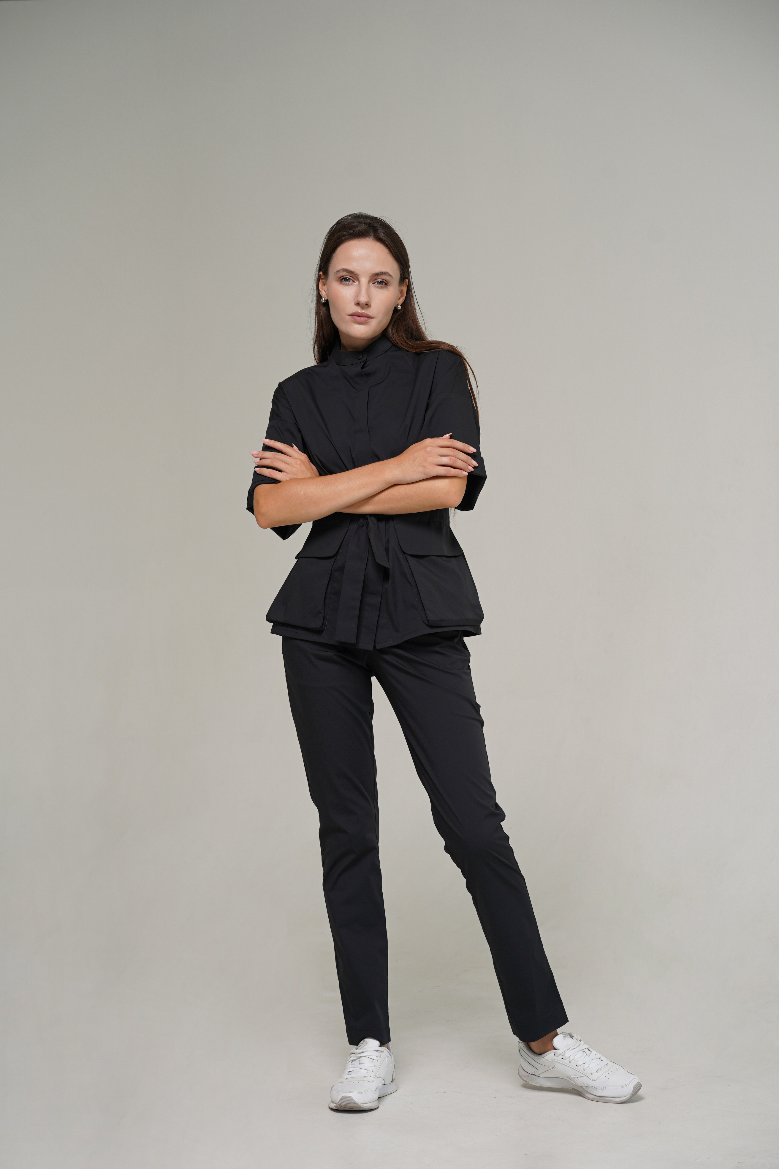 hellomyuniform woman's black MEDICAL SHIRT 002