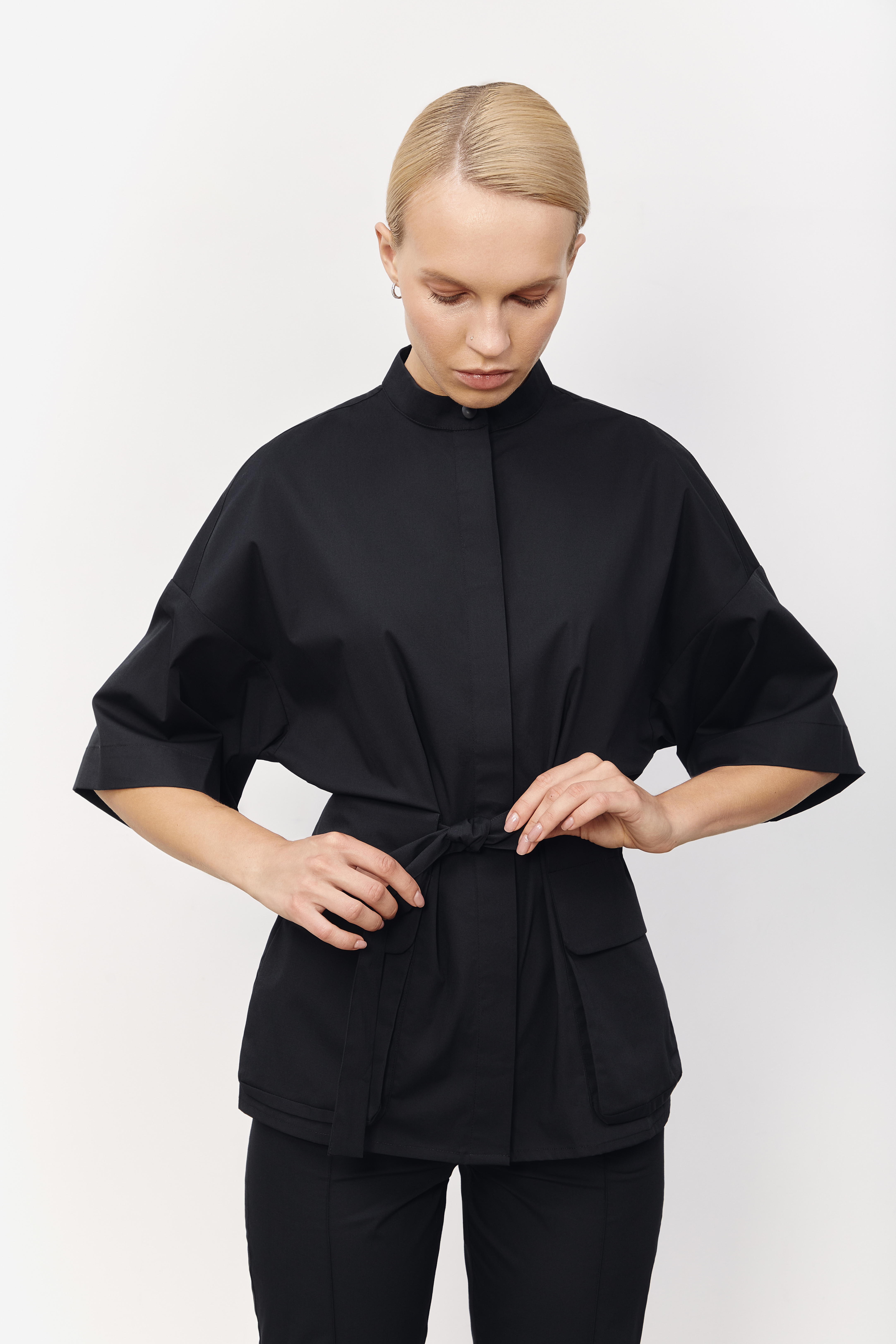 hellomyuniform woman's black MEDICAL SHIRT 002