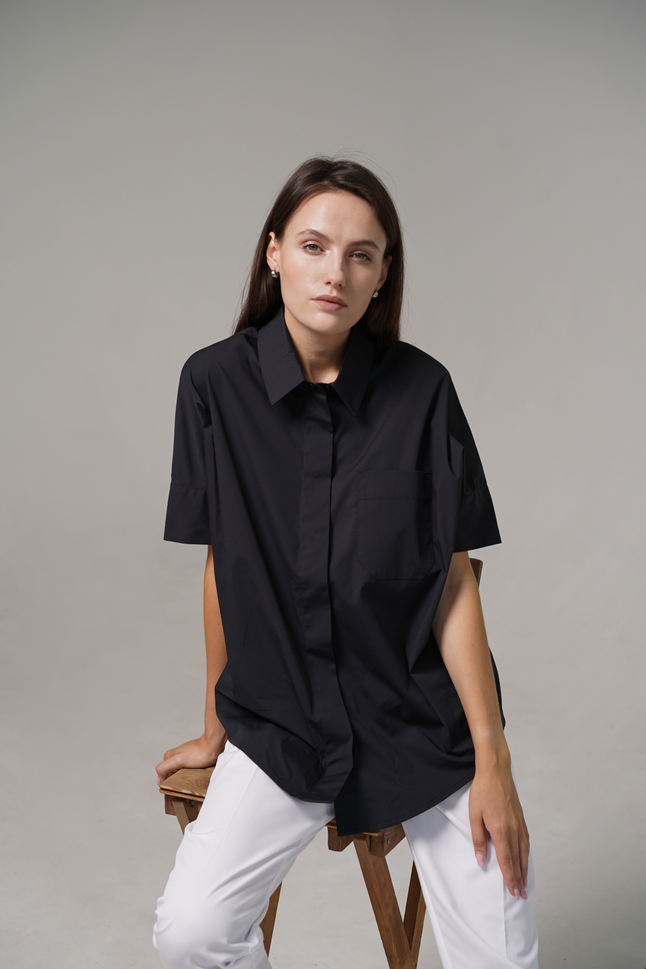hellomyuniform woman's black MEDICAL SHIRT 003