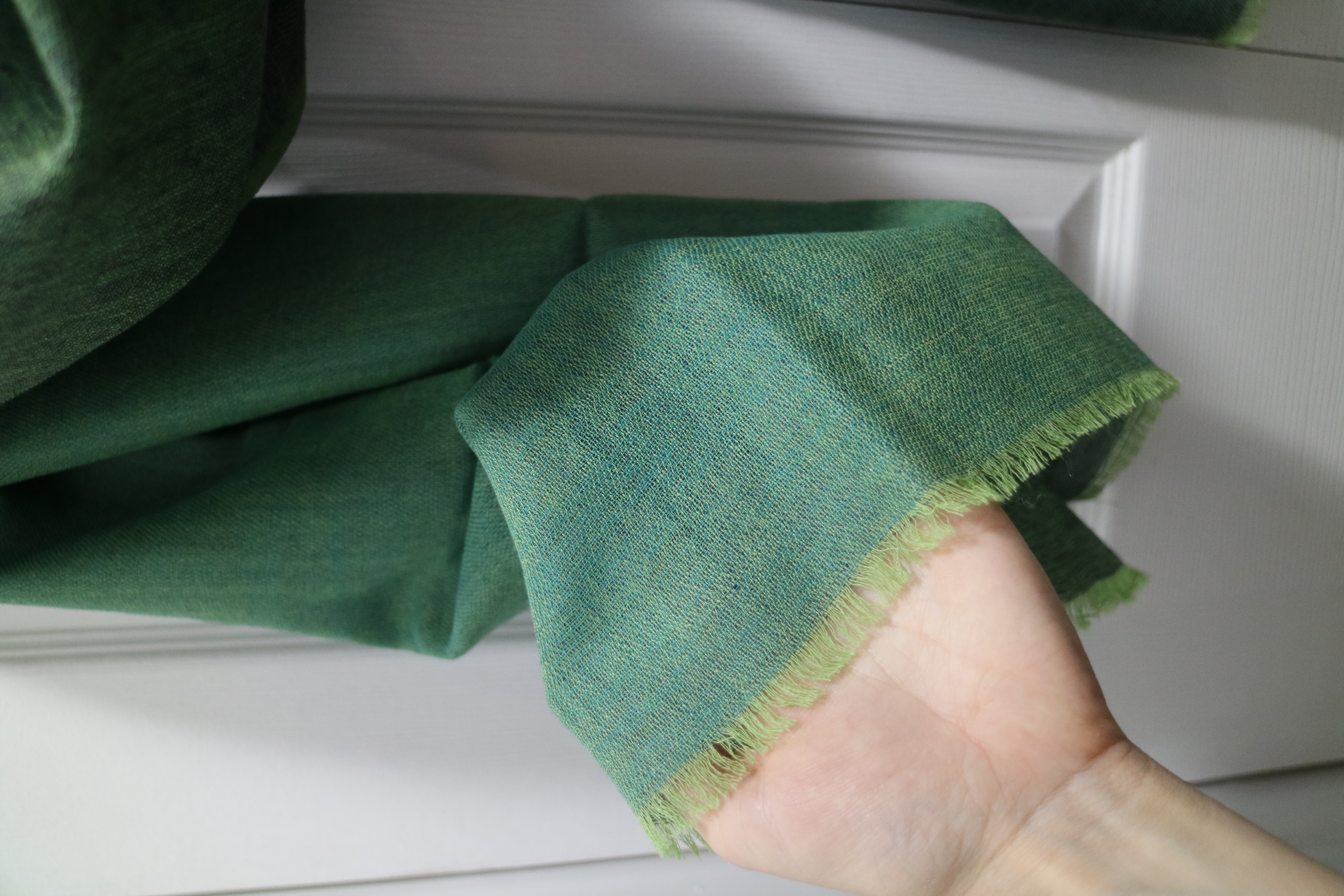 Evergreen silk/wool shawl