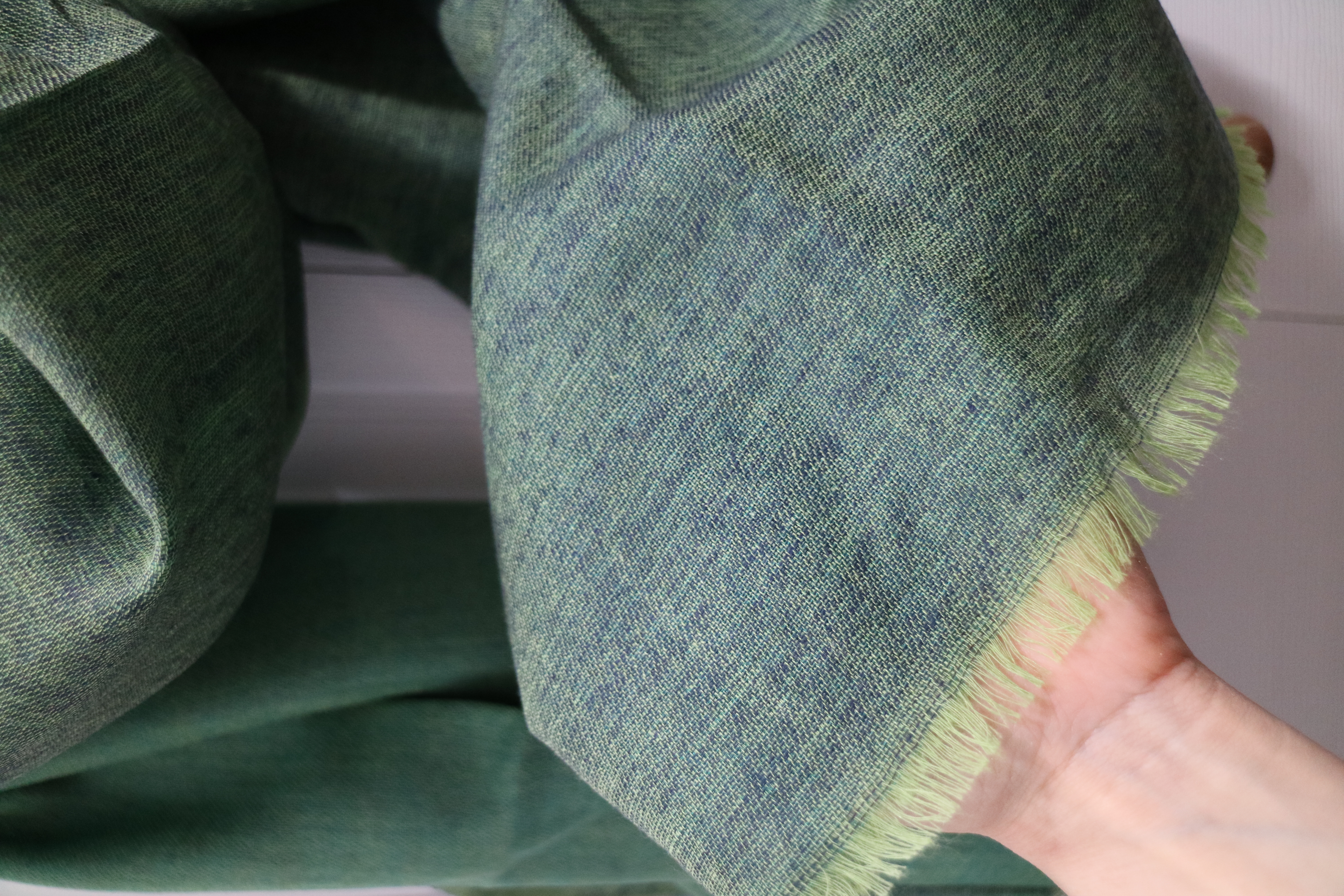 Evergreen silk/wool shawl