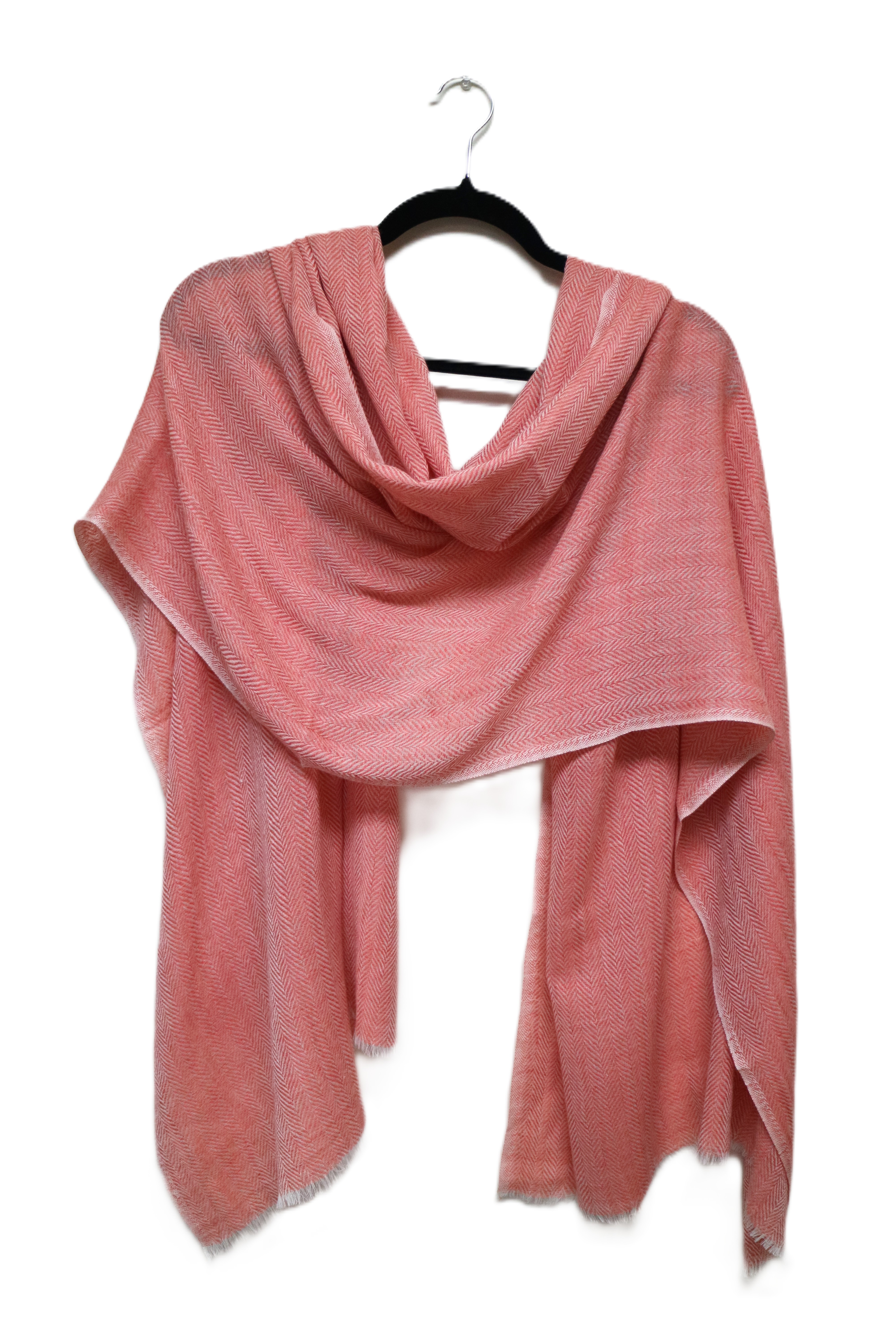 Salmon Dobby Herringbone Weave Scarf