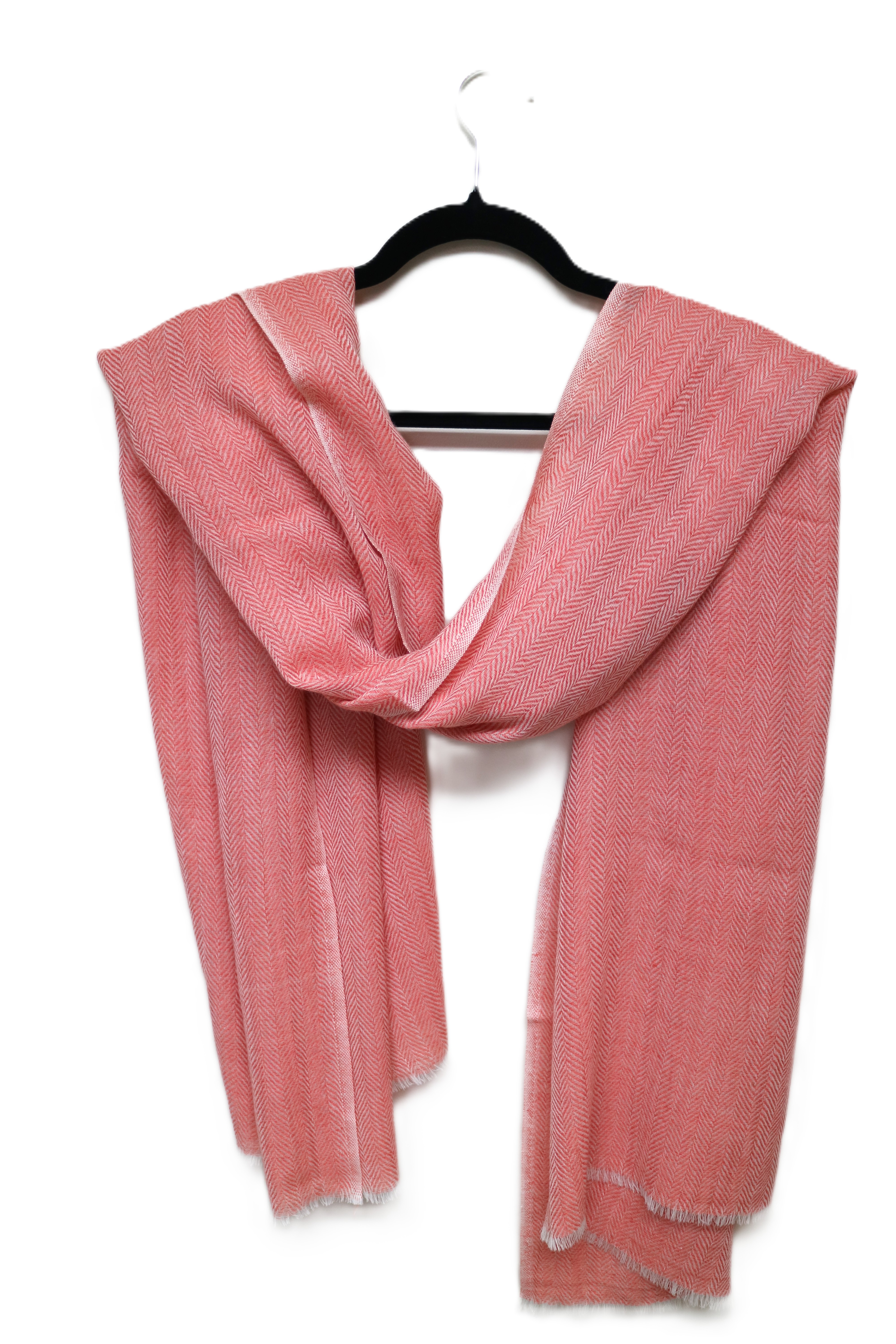 Salmon Dobby Herringbone Weave Scarf