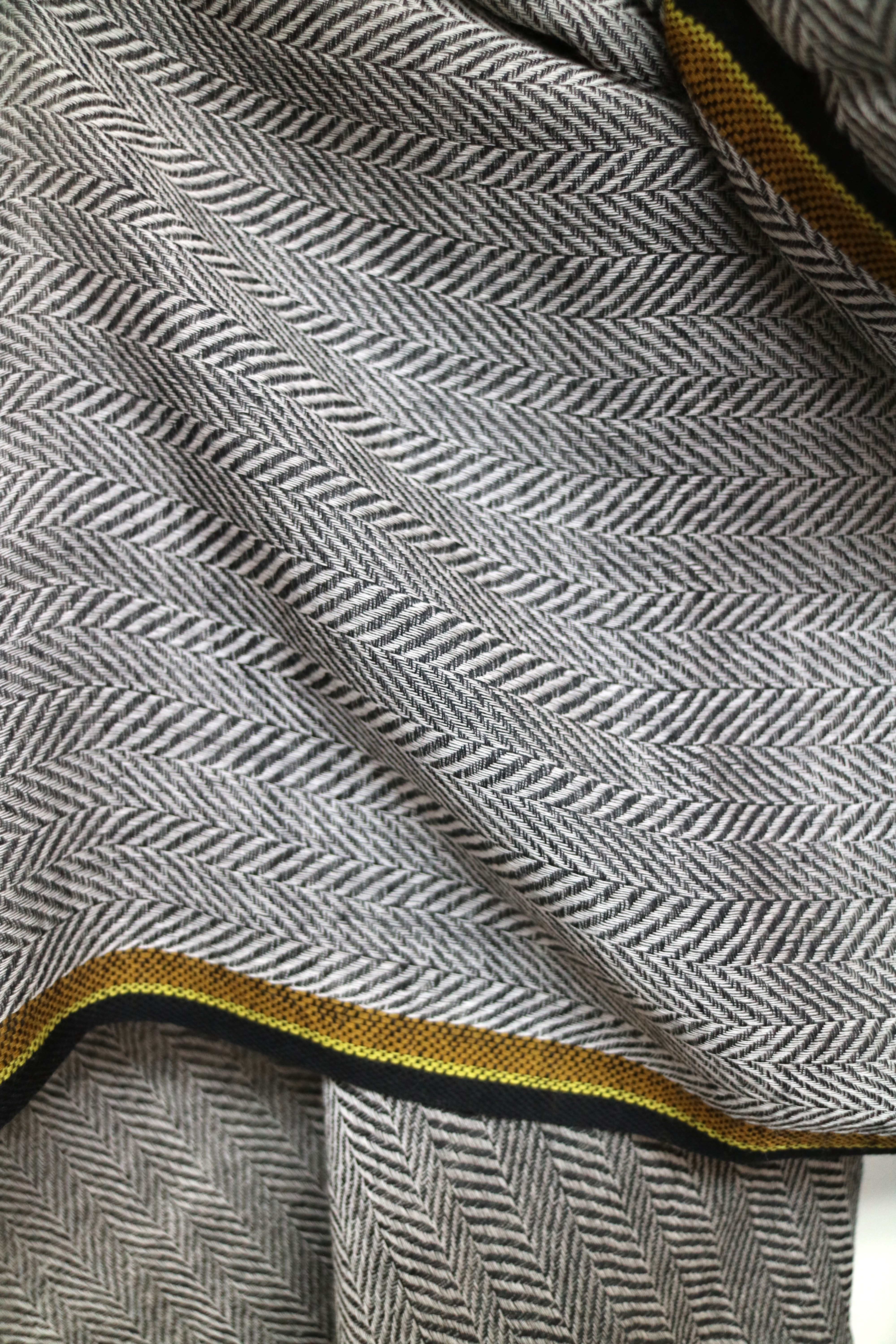 Gray Dobby Herringbone Weave Shawl