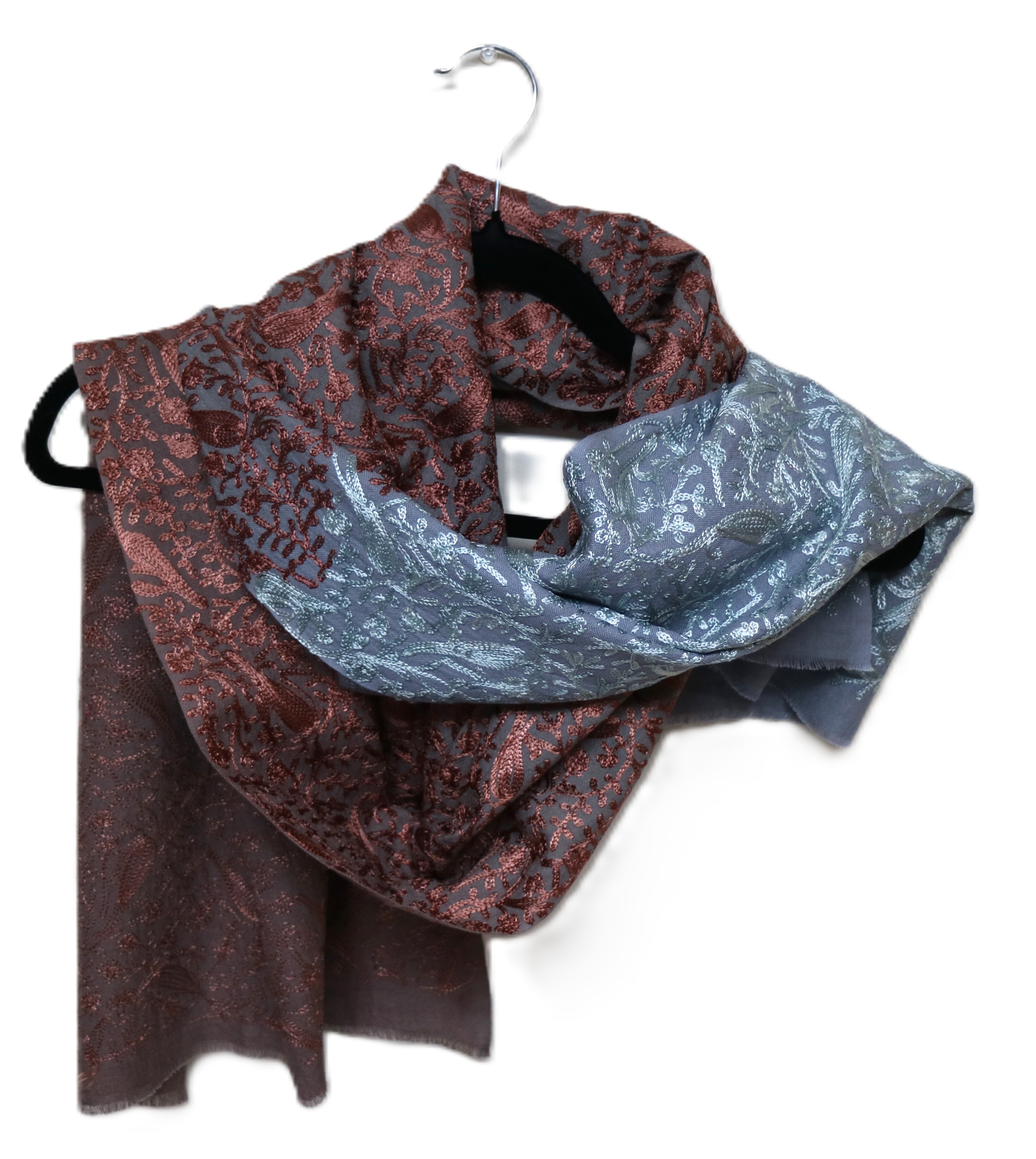 Purple with Dramatic Blue Edge Embroidered