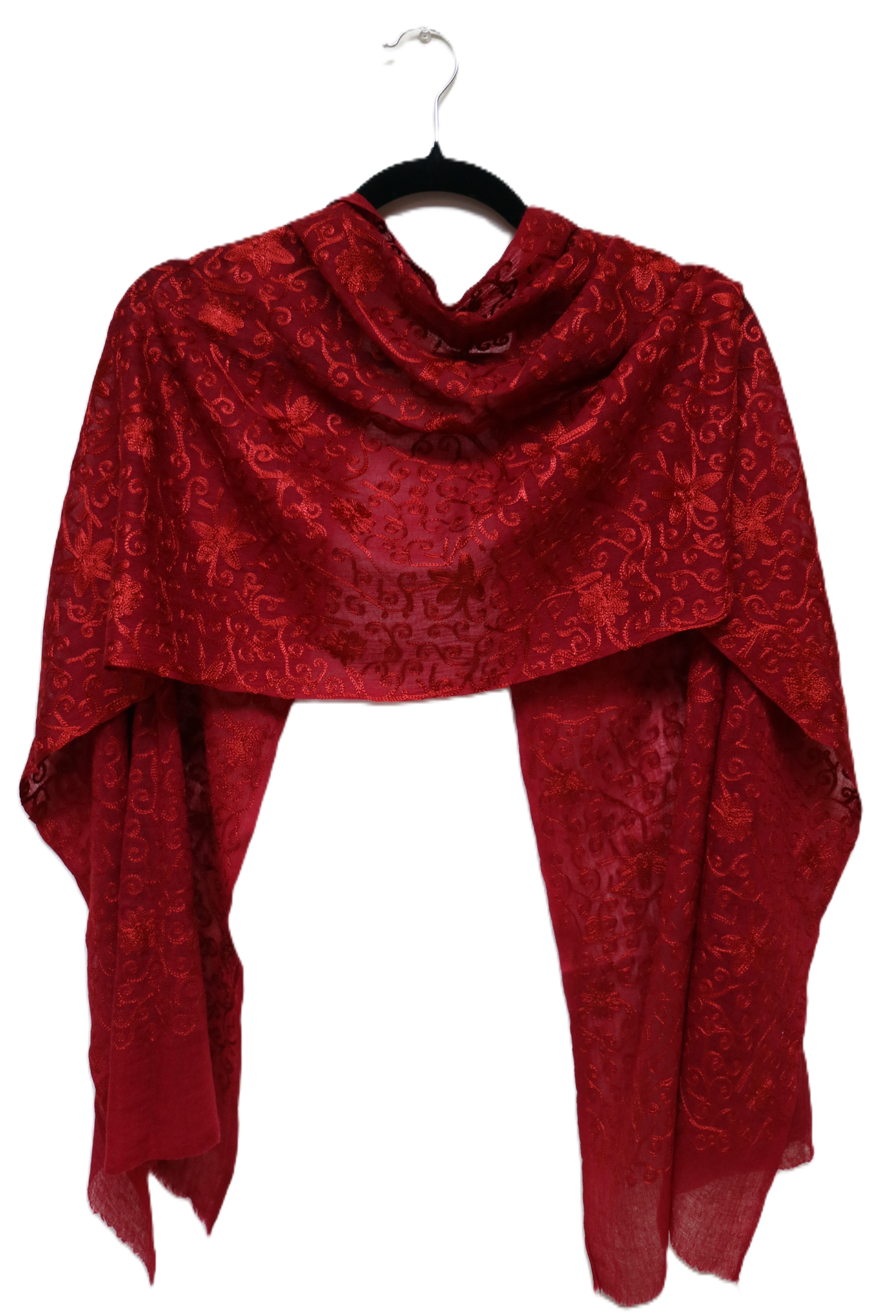 Red Embroidered Scarf