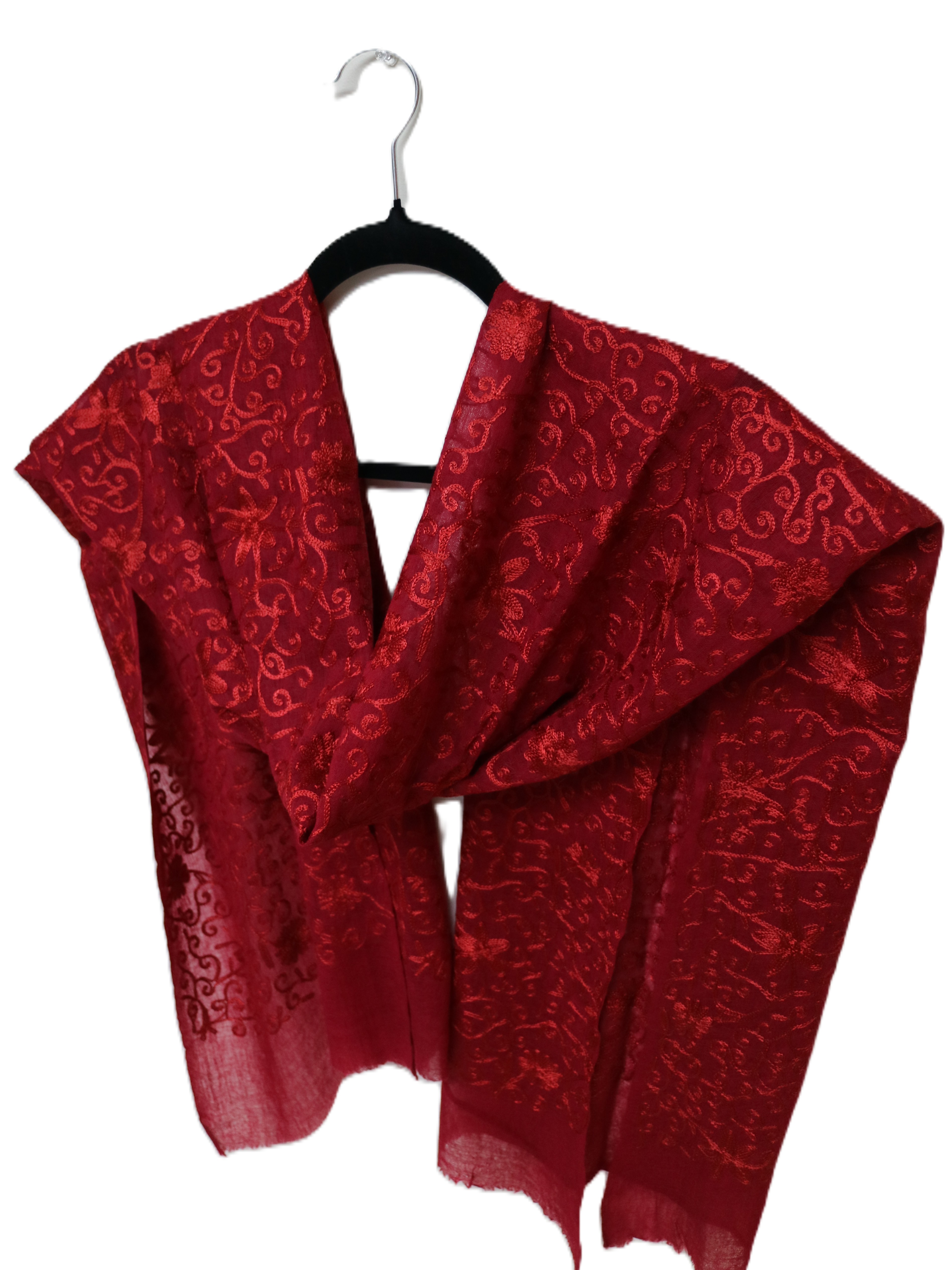 Red Embroidered Scarf