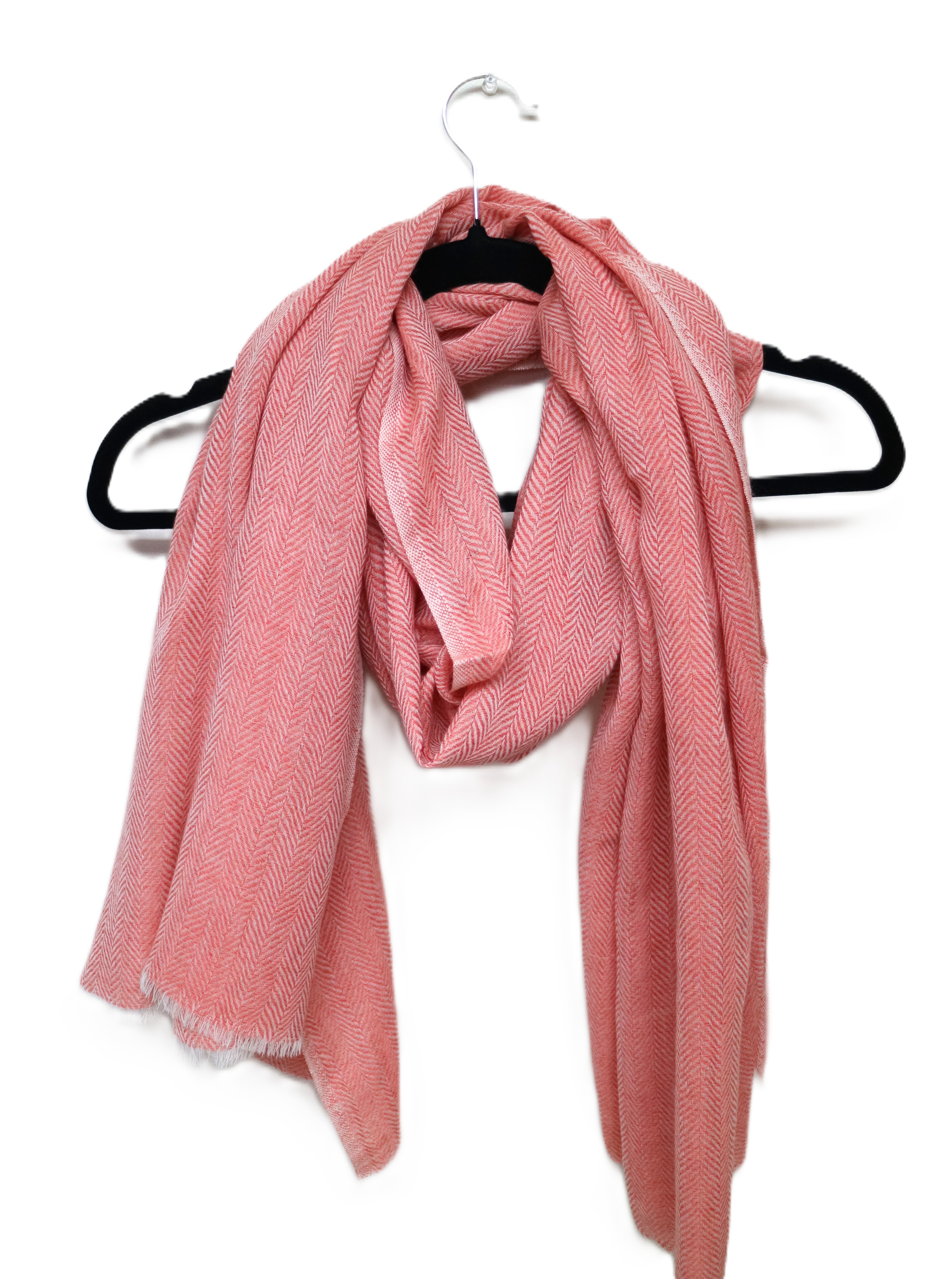 Salmon Dobby Herringbone Weave Scarf