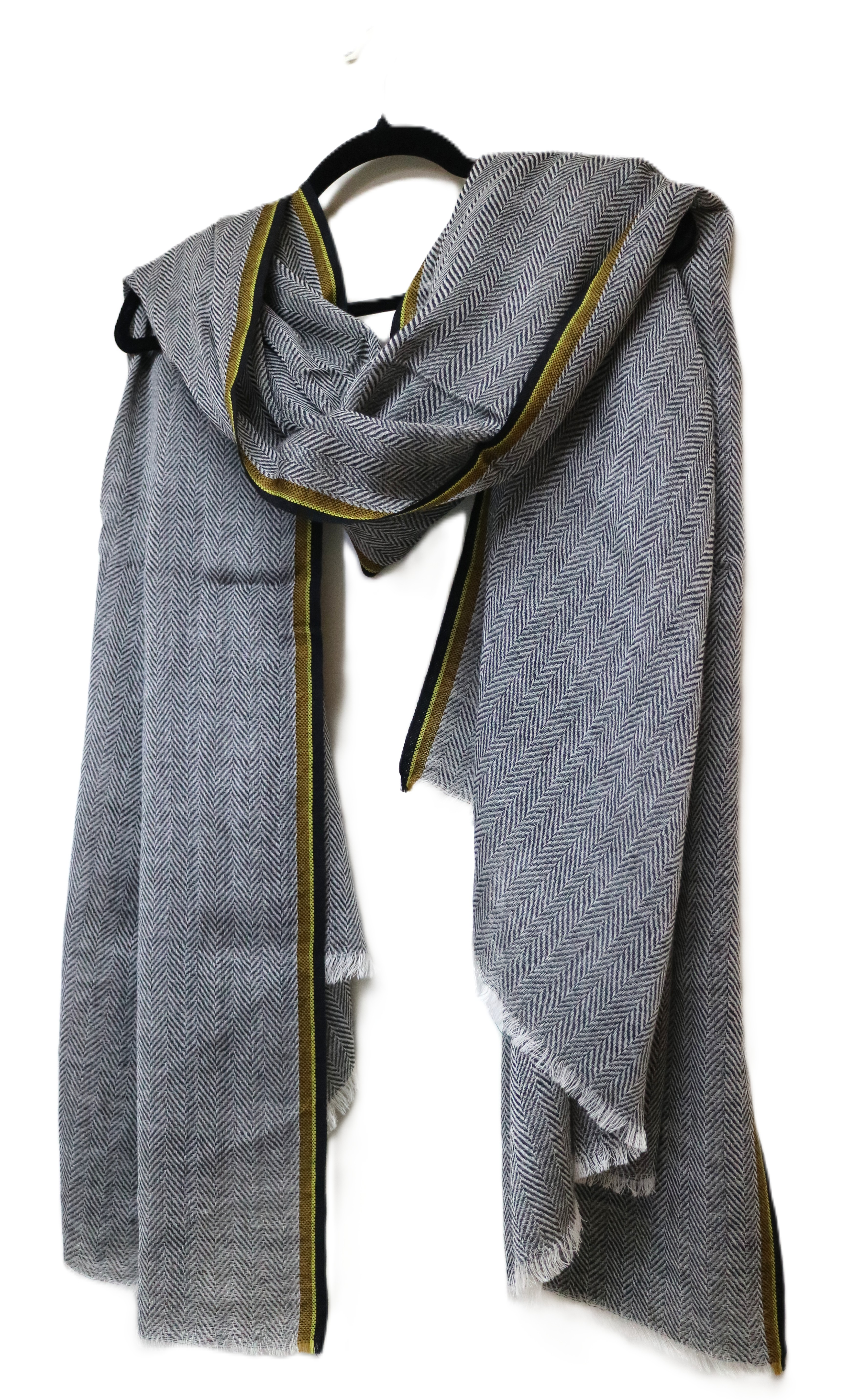 Gray Dobby Herringbone Weave Shawl