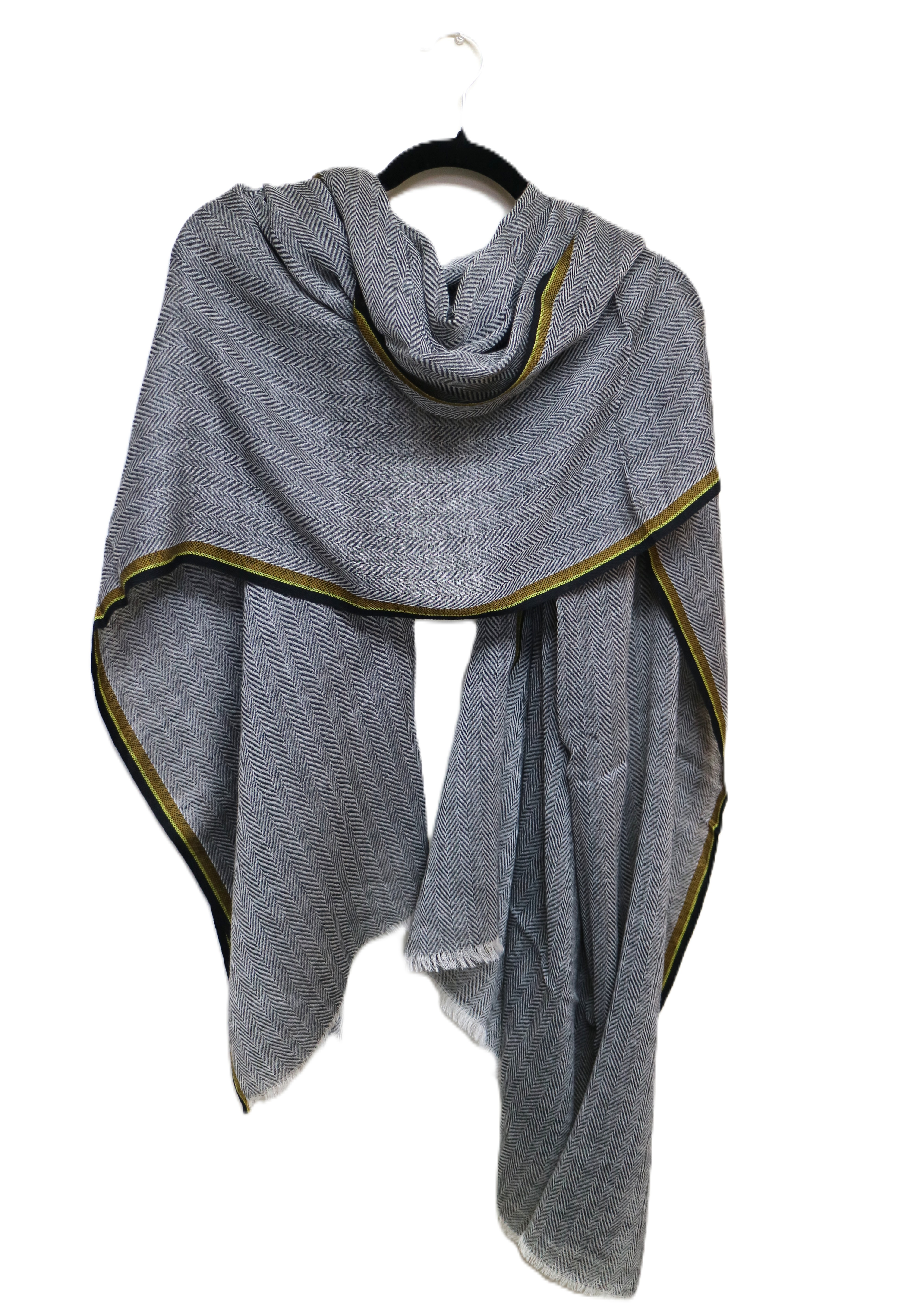 Gray Dobby Herringbone Weave Shawl