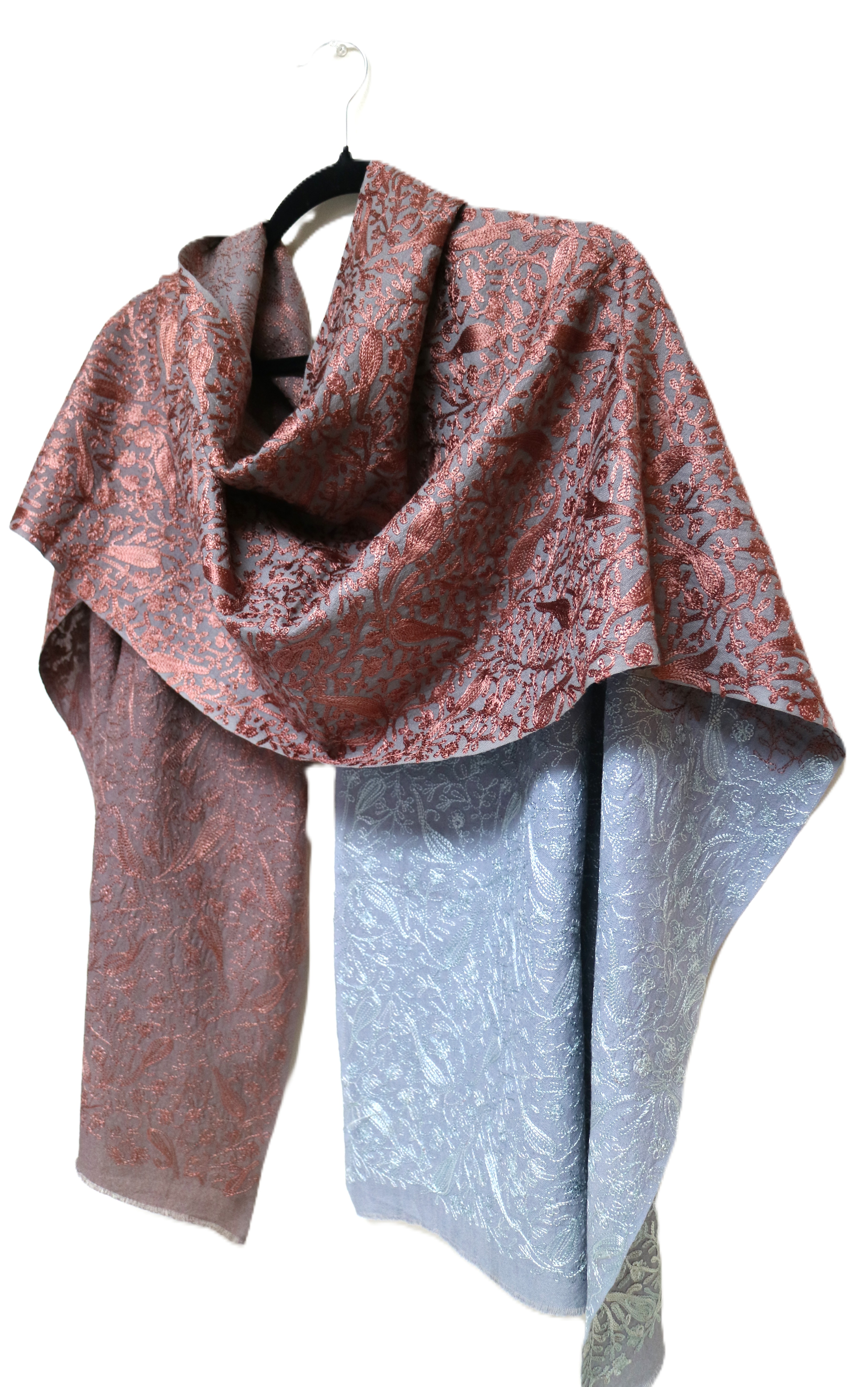 Purple with Dramatic Blue Edge Embroidered