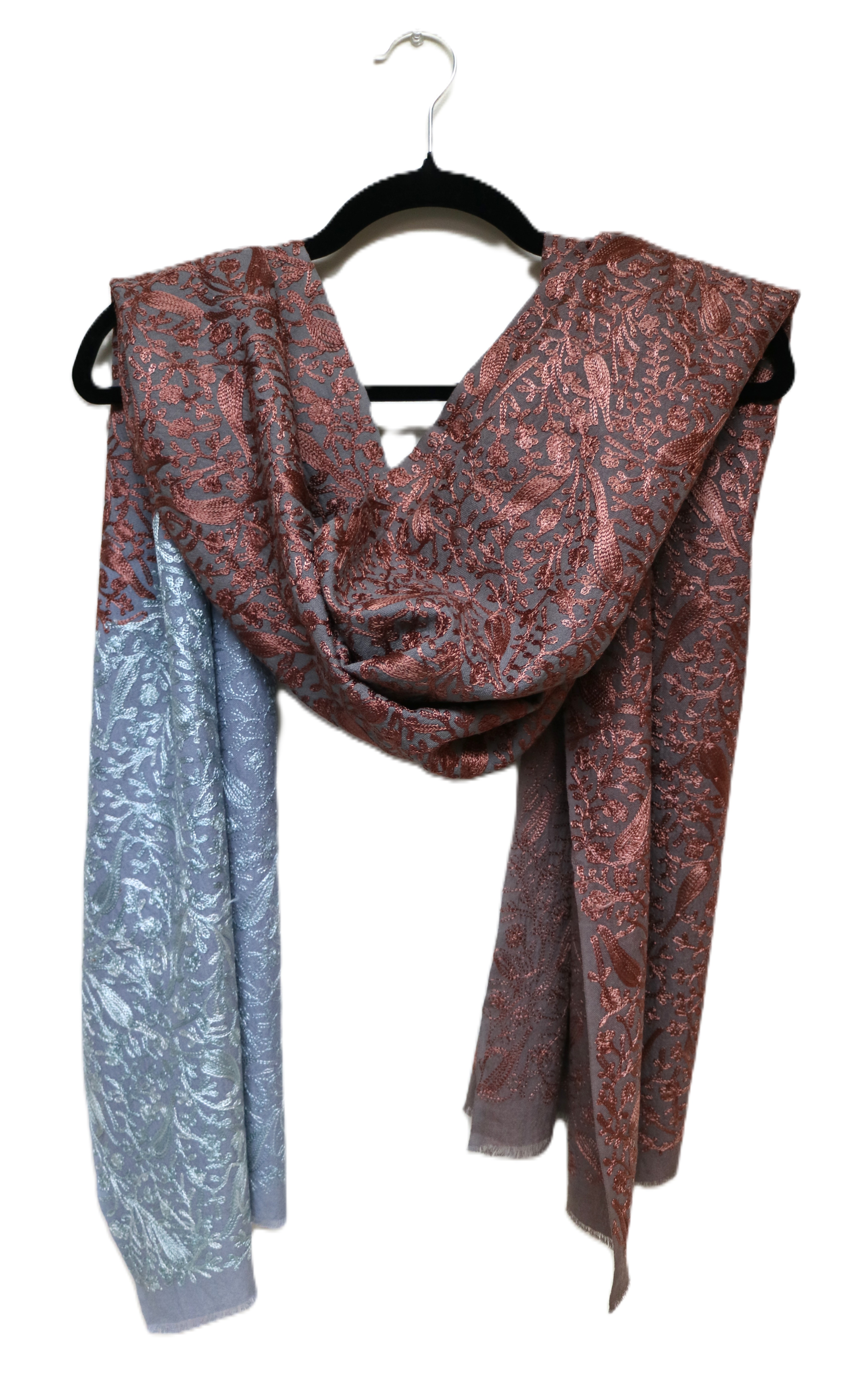 Purple with Dramatic Blue Edge Embroidered