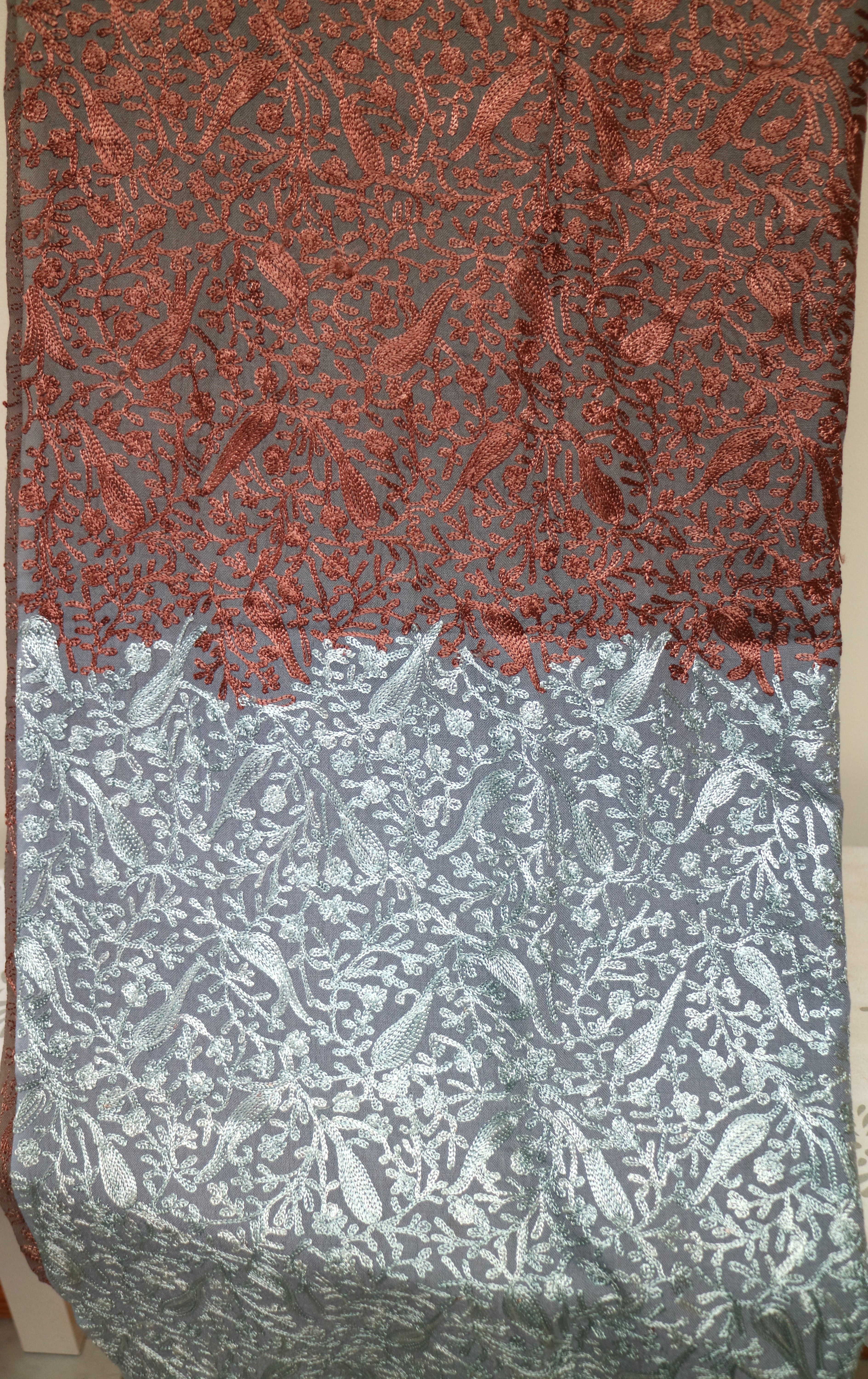 Purple with Dramatic Blue Edge Embroidered