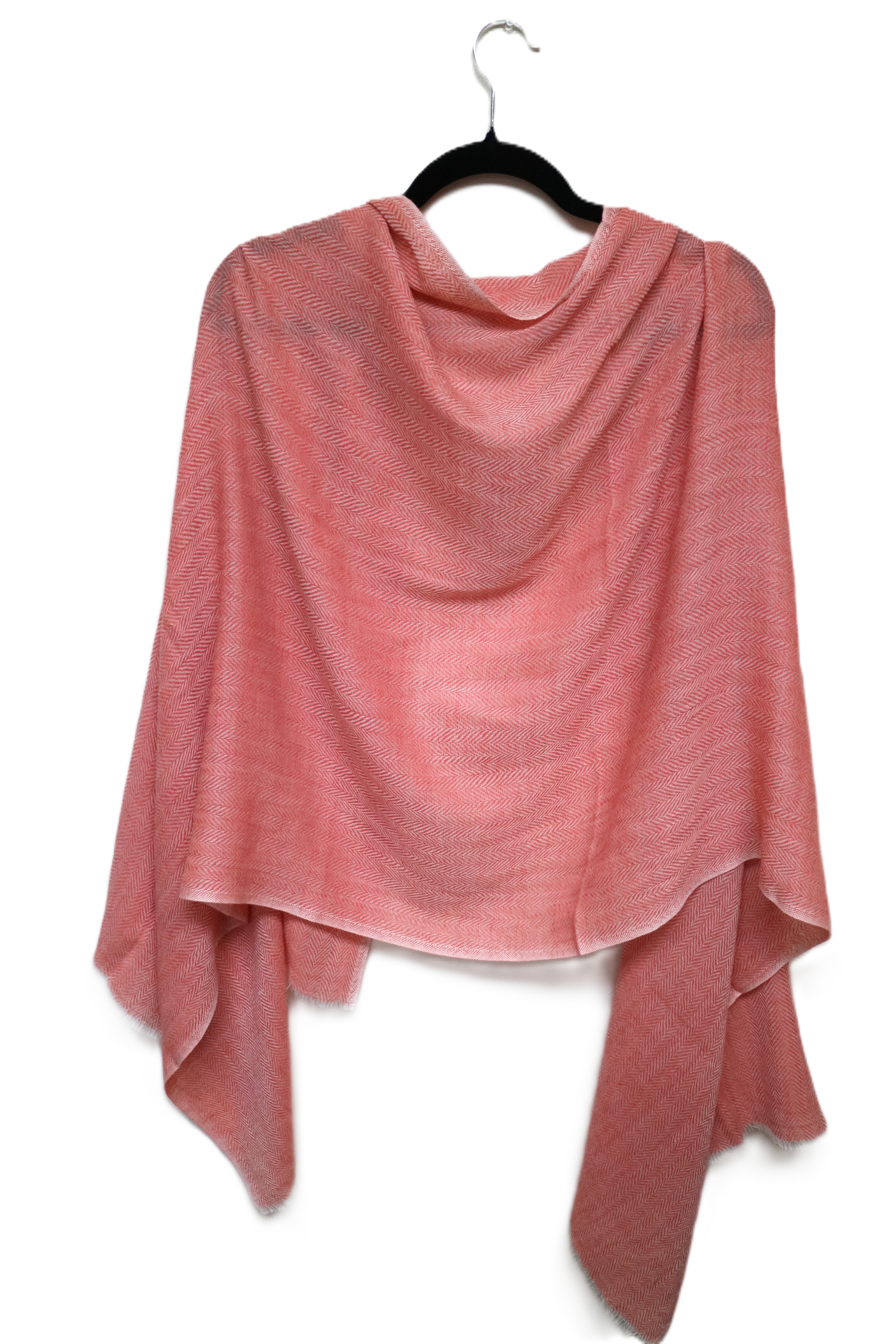 Salmon Dobby Herringbone Weave Scarf