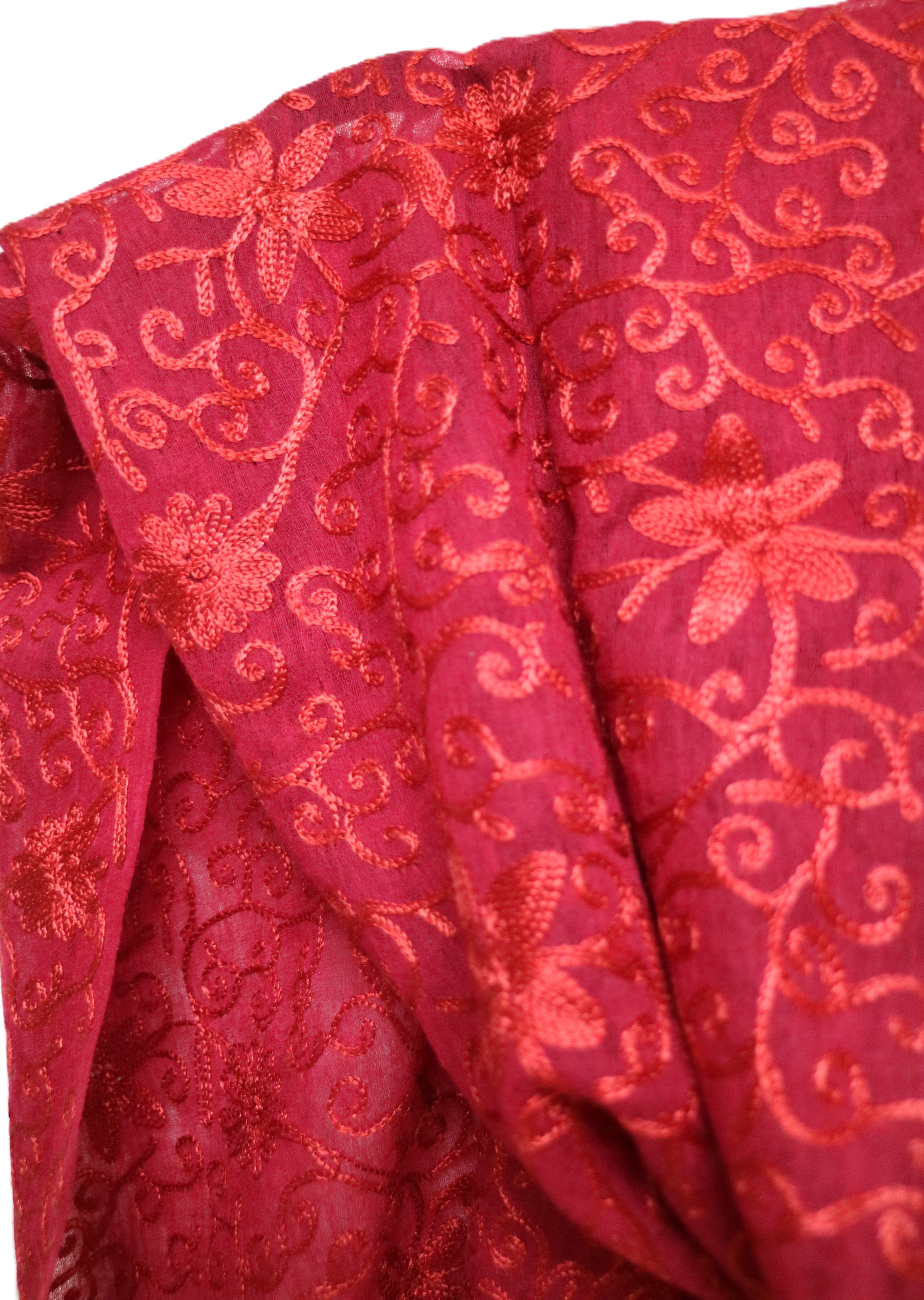 Red Embroidered Scarf