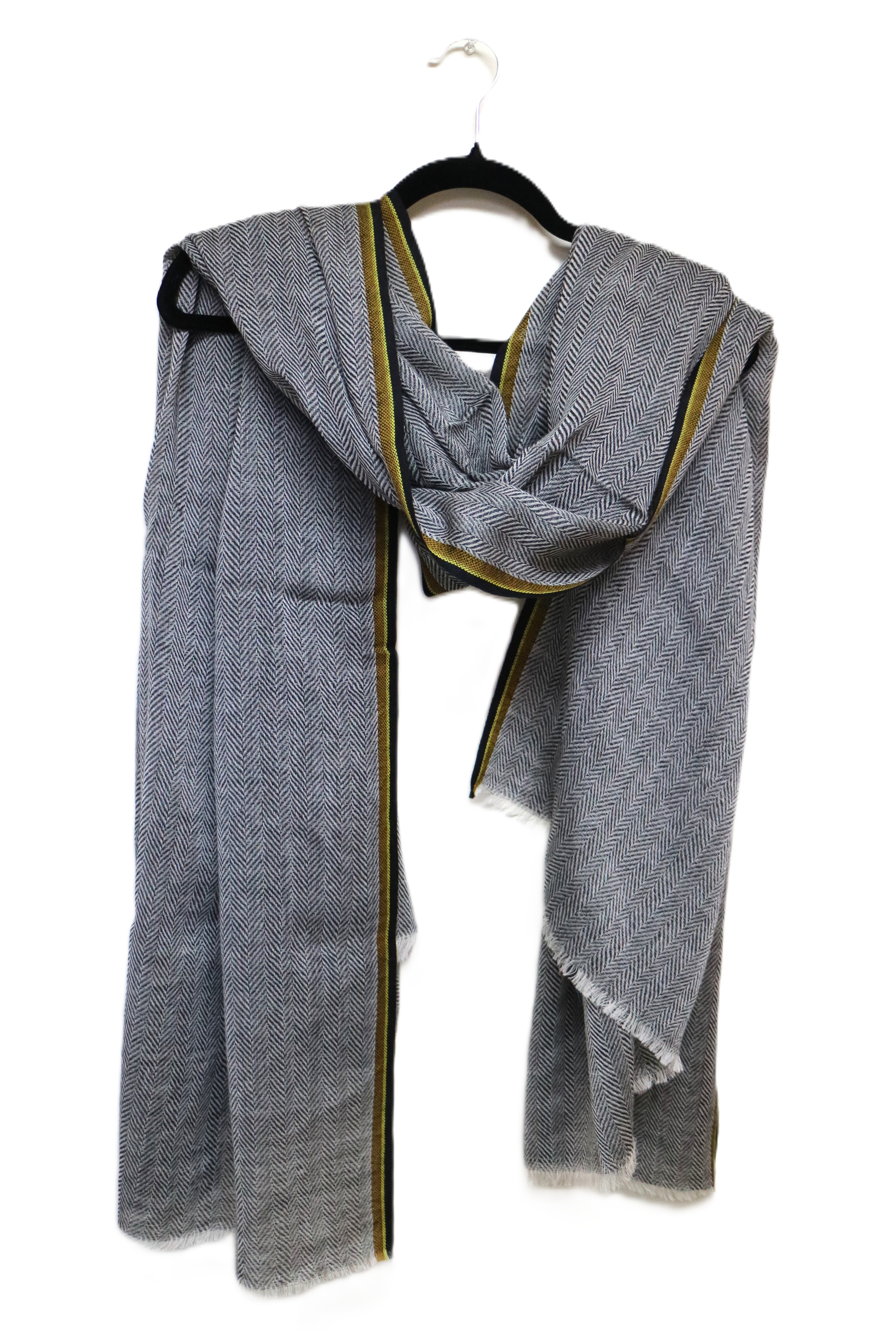 Gray Dobby Herringbone Weave Shawl