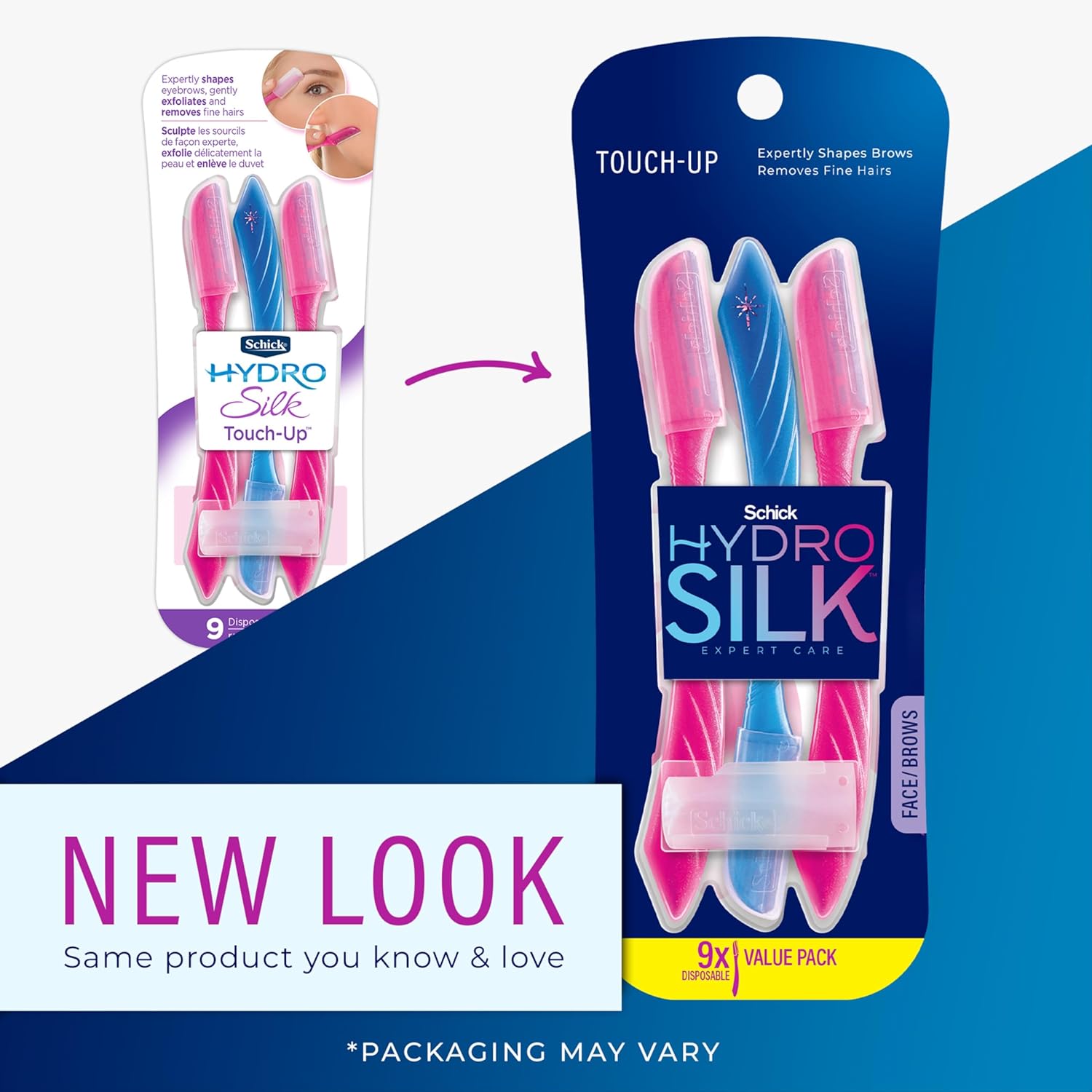 Schick Hydro Silk Touch-Up Dermaplaning Tool with Precision Cover, 9ct | Dermaplane Razor, Face Razors for Women, Eyebrow Razor